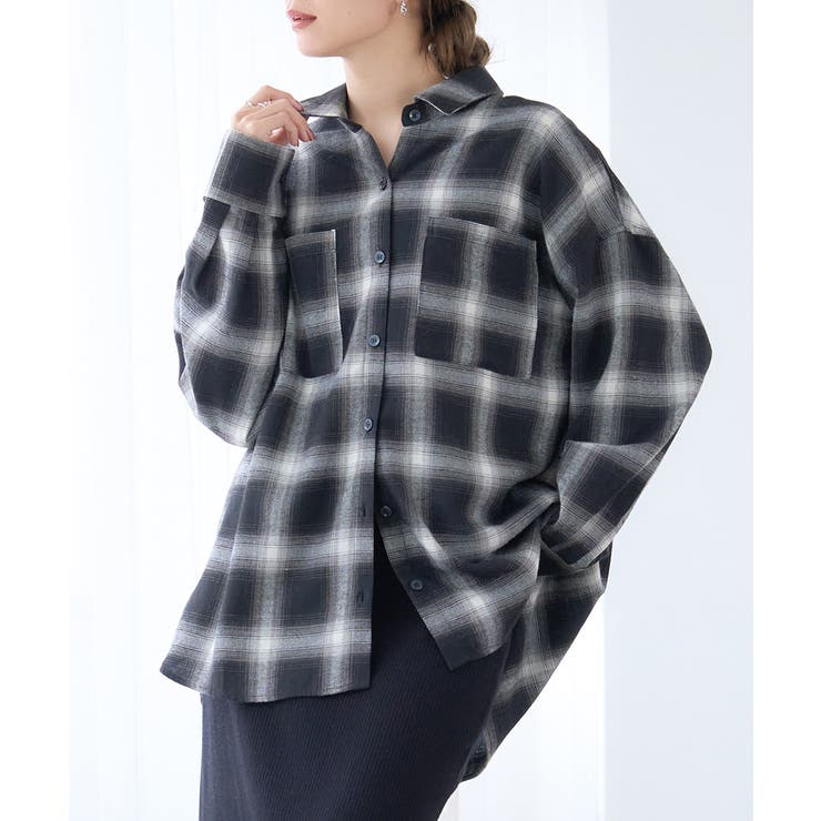 オンブレ チェックシャツ レディース[品番：GW000004888]｜Growing