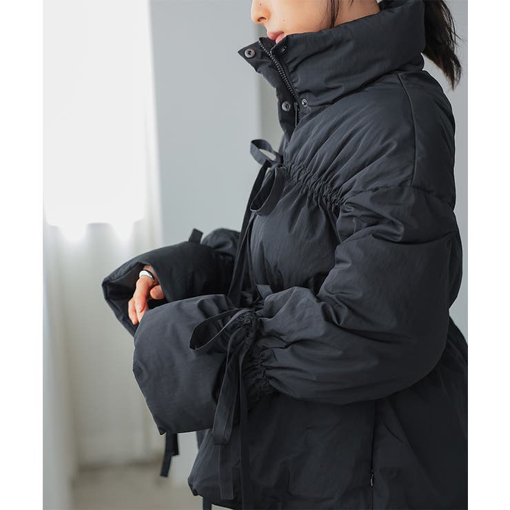 リボンが映える、あったかアウター。リボン付きファイバーダウン