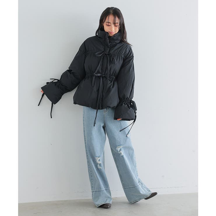 リボンが映える、あったかアウター。リボン付きファイバーダウン