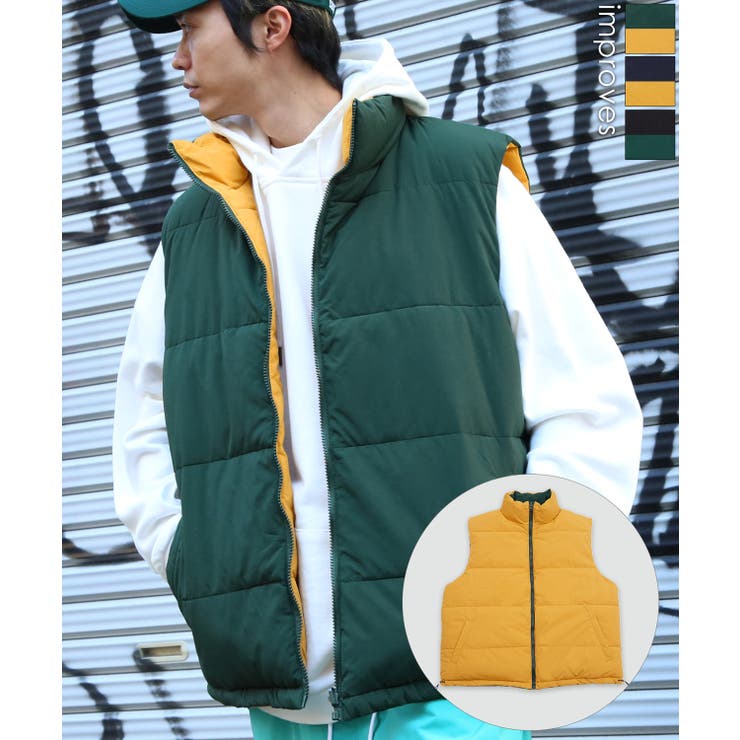 中綿ベスト メンズ リバーシブル[品番：IP000005858]｜improves（イン