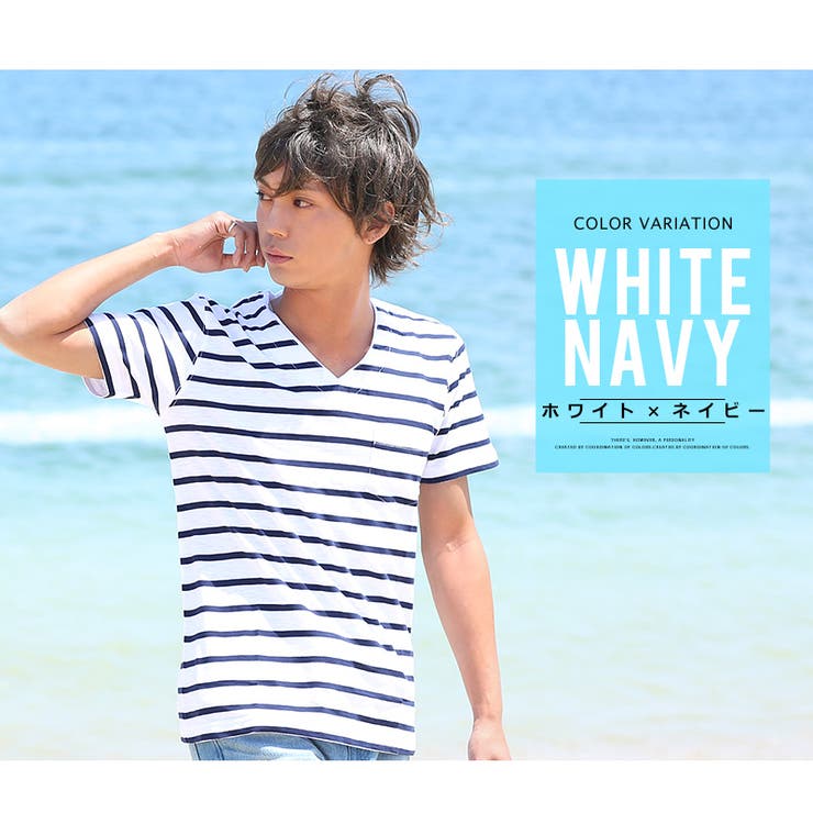 VネックTシャツ メンズコットンスラブVネックマルチパターンTシャツ