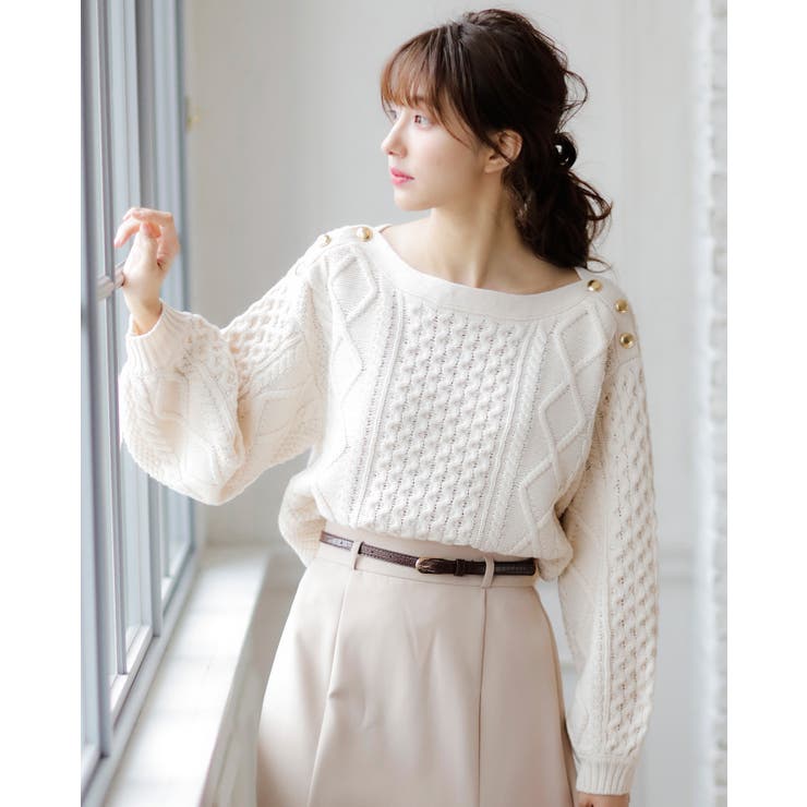 3G肩ボタンケーブルニット[品番：INGW0005583]｜INGNI （イング）の