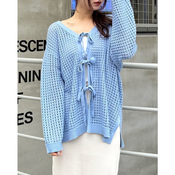 7Gミドル丈メッシュリボンニットCD 春 SS[品番：INGW0009848]｜INGNI