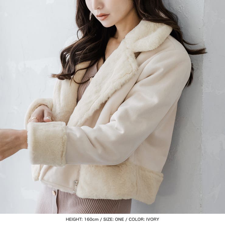 フェイクムートンライダースジャケット [22617 ショートコート[品番