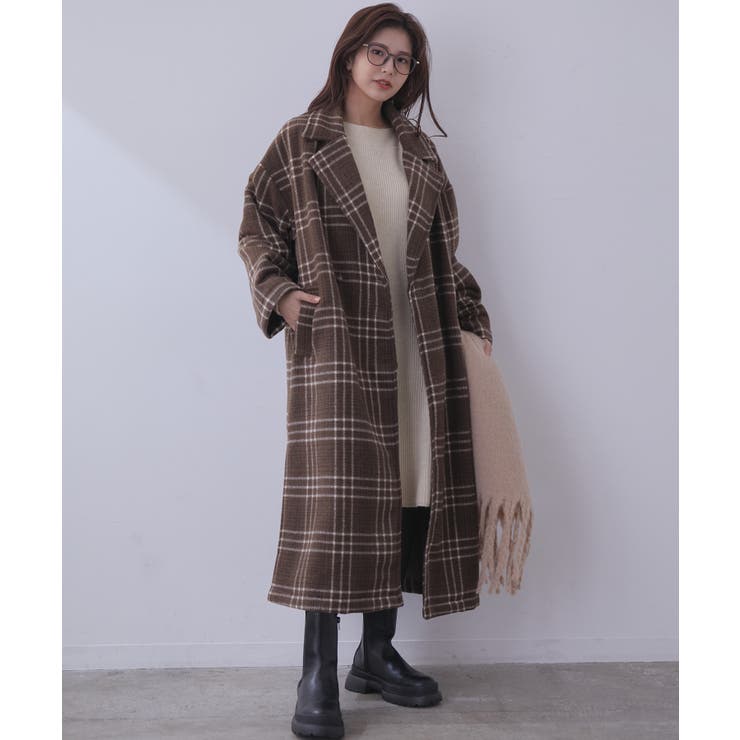 WEB限定】レトロチェック柄ダブルオーバーコート[品番：VISW0026272