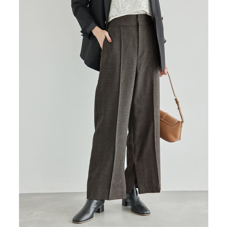 ウールライクサージワイドパンツ/セットアップ対応・リンクコーデ[品番