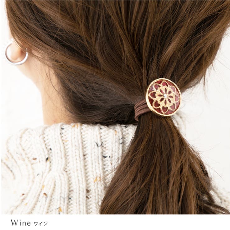 ヘアゴム ラインストーン入り ゴールド[品番：VX000001073]｜Jewel vox