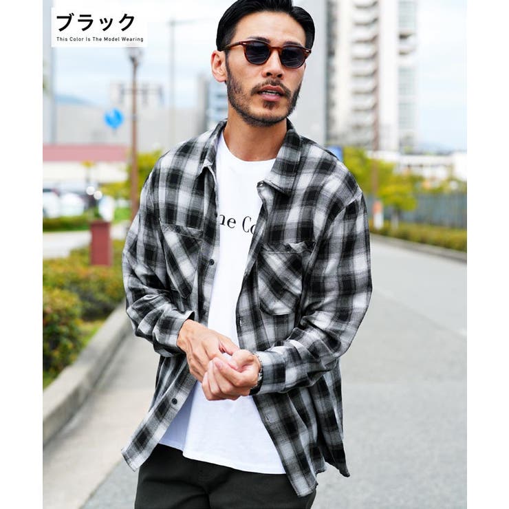 ◇ヴィンテージ オンブレチェックシャツ◇ヴィンテージ加工 長袖シャツ