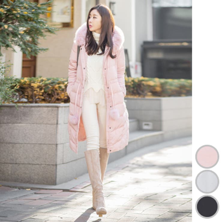 jk17767】ファーのポンポンがポイント♪リアルラクーンファー中綿