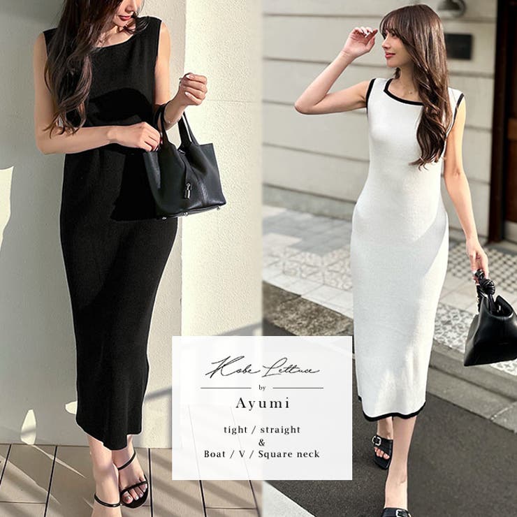 岡部あゆみさんコラボ ］リブニットノースリーブワンピース［E3004