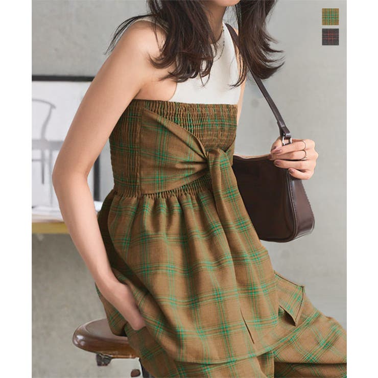 チェック柄ビスチェトップス チェック ビスチェ[品番：KO000015526