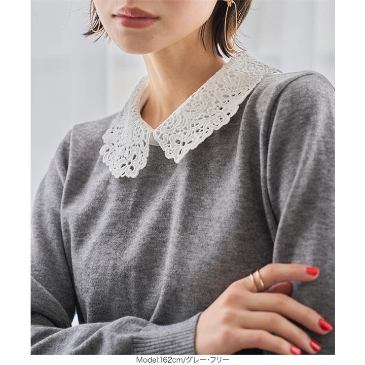 レース襟ニットトップス［N1333］[品番：KO000016007]｜KOBE LETTUCE