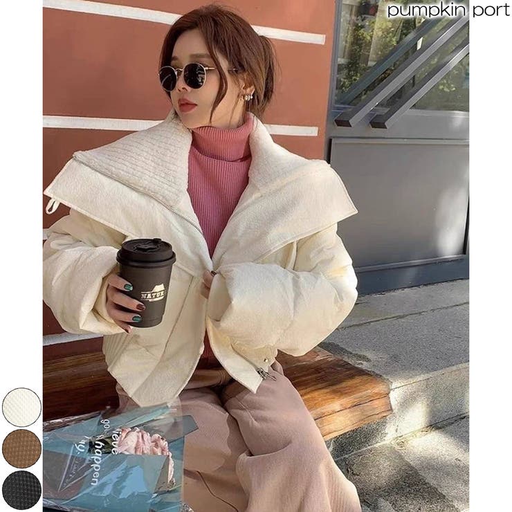 ボア襟 中綿 ショート丈ブルゾン ばっちり防寒 Y2K 韓国ファッション