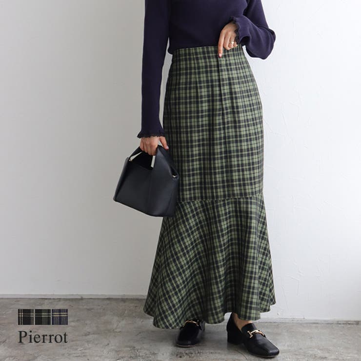 チェック柄マーメイドスカート スカート チェック柄[品番：PRTW0003788