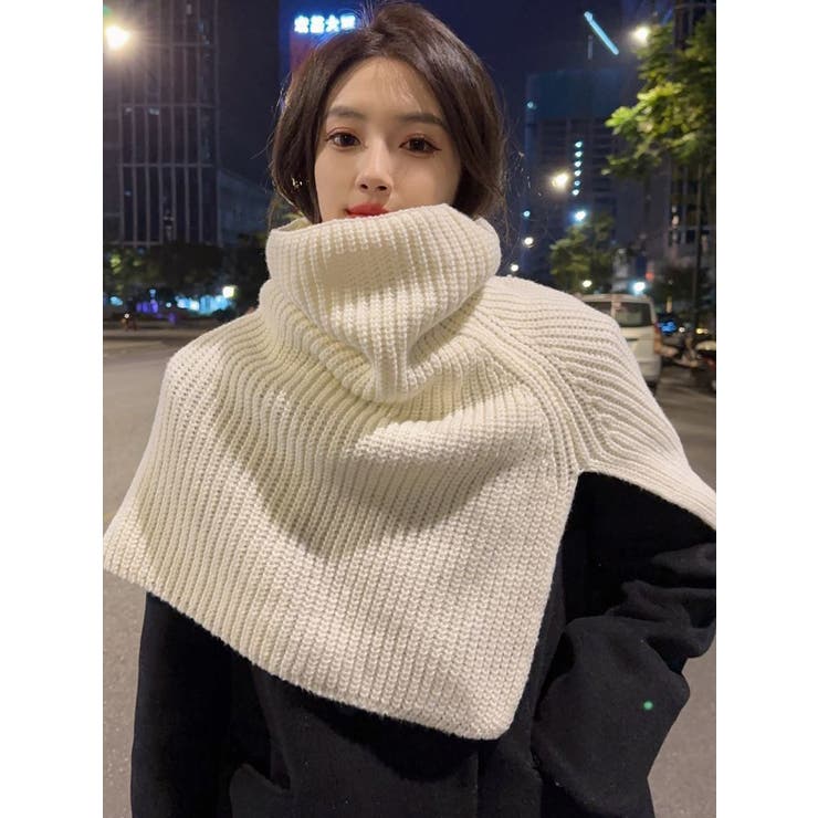 ネックウォーマー ニットケープ ニットポンチョ[品番：FQ000221944