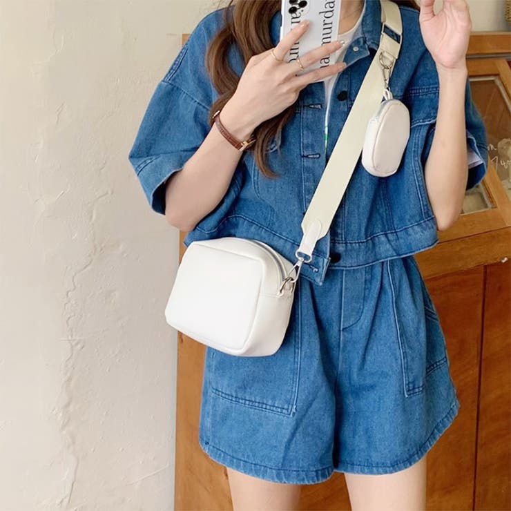 24NEW ミニポーチ付き シンプル ショルダーバッグ 韓国ファッション