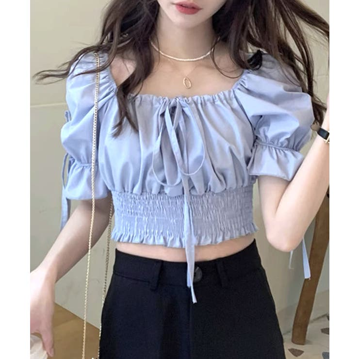 2WAYで着こなせる オフショルトップス クロップド丈[品番：NETW0001596