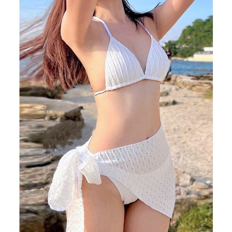 3点セット] パレオ付きビキニ ホルターネック[品番：NETW0001802