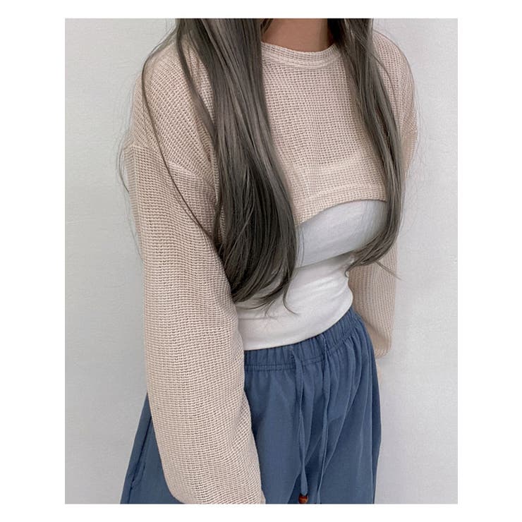 ユニークなニットキャミソールセット レディース キャミソール+長袖