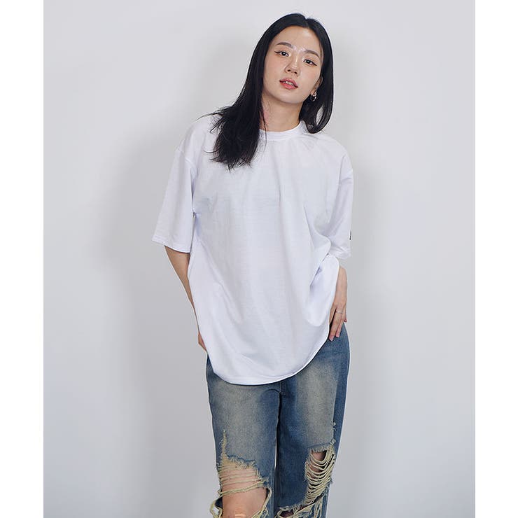 Tシャツ半袖 オーバーサイズ Tシャツ半袖レディース[品番：KH000012162