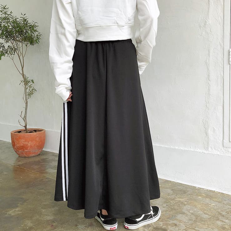 ウエストゴムサイドラインロングスカート 春 夏[品番：SHNW0002420
