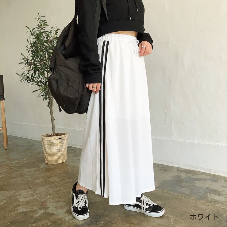 ウエストゴムサイドラインロングスカート 春 夏[品番：SHNW0002420