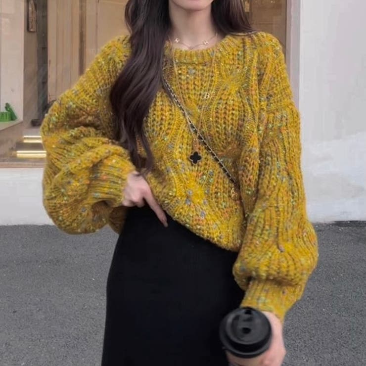 ミックスカラーケーブル編みニット[品番：SHNW0012112]｜LADY LIKE