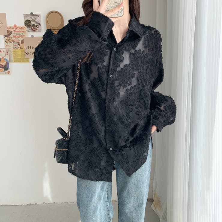 フリンジ花柄シアーシャツ[品番：SHNW0010010]｜LADY LIKE （レディ