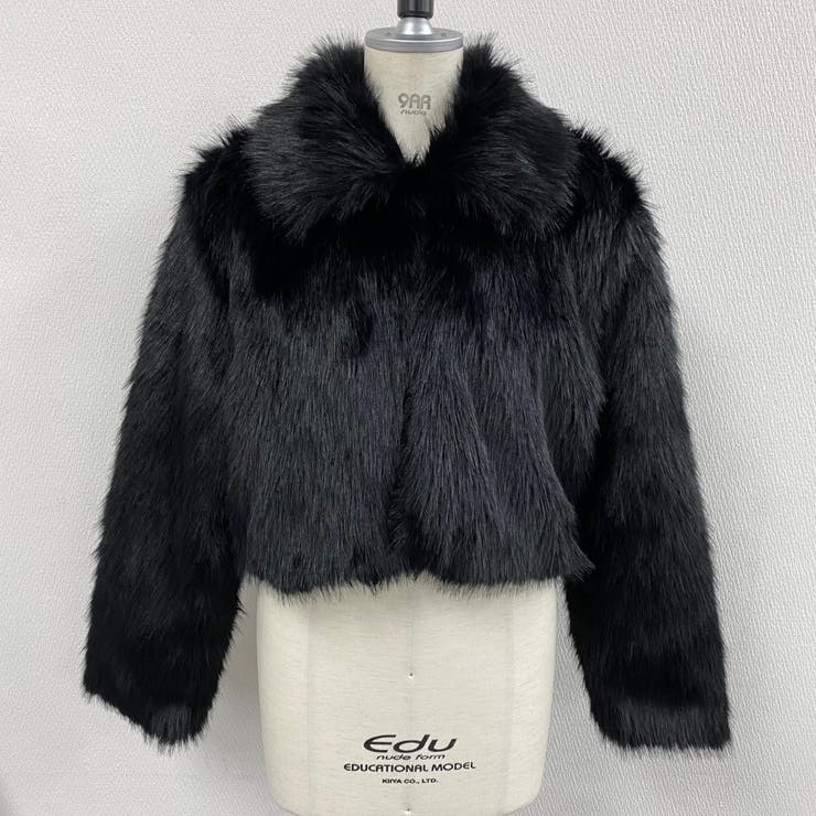 襟付きショート丈ファージャケット[品番：SHNW0012007]｜LADY LIKE