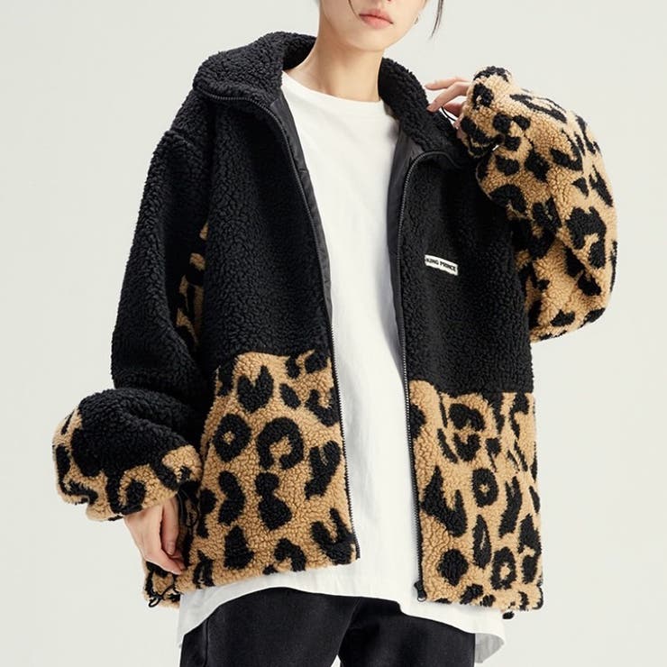 ボアコート レオパード柄 韓国ファッション[品番：SHNW0008352]｜Sibra