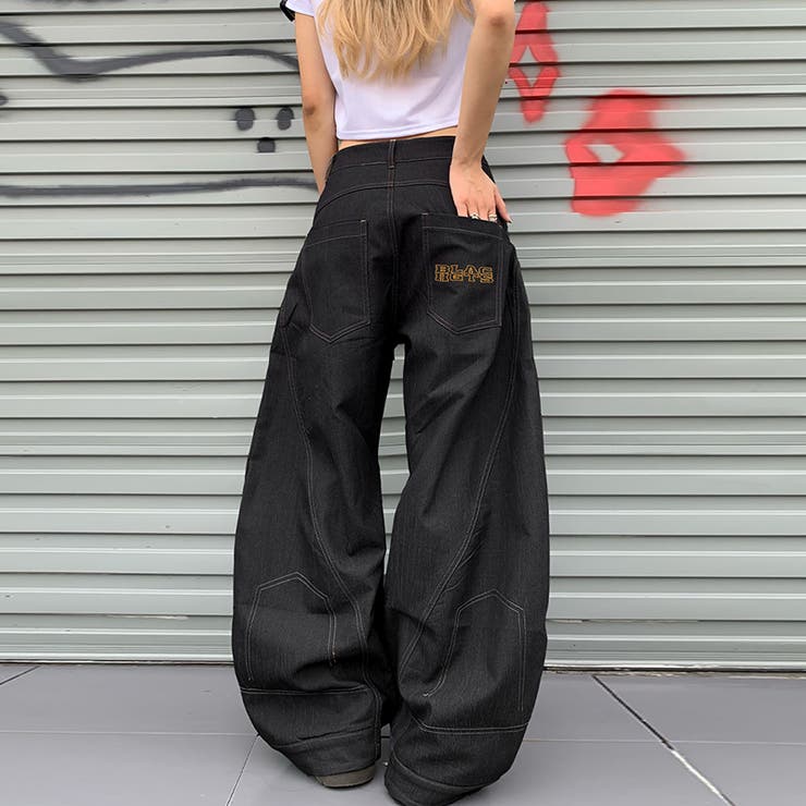 今季トレンド☆反転デザイン カーブデニムバナナパンツ[品番