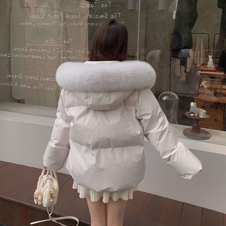 ゆるカワコーデ☆フォックス風ビッグファーフード付き ショート丈