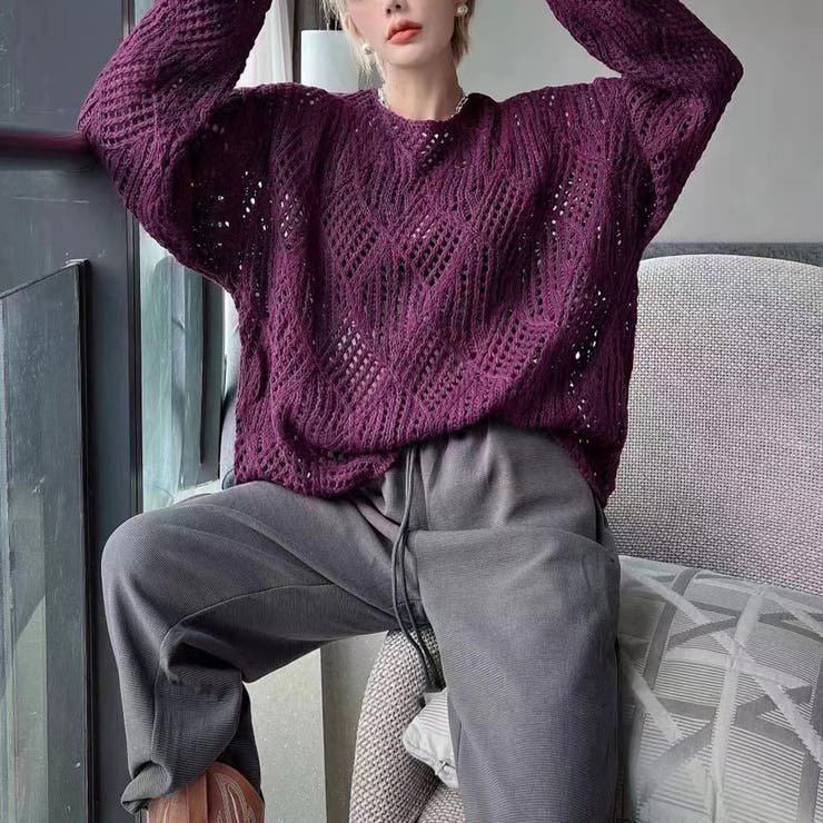 透かし編み ニット セーター[品番：TY000007374]｜teddyshop（テディー