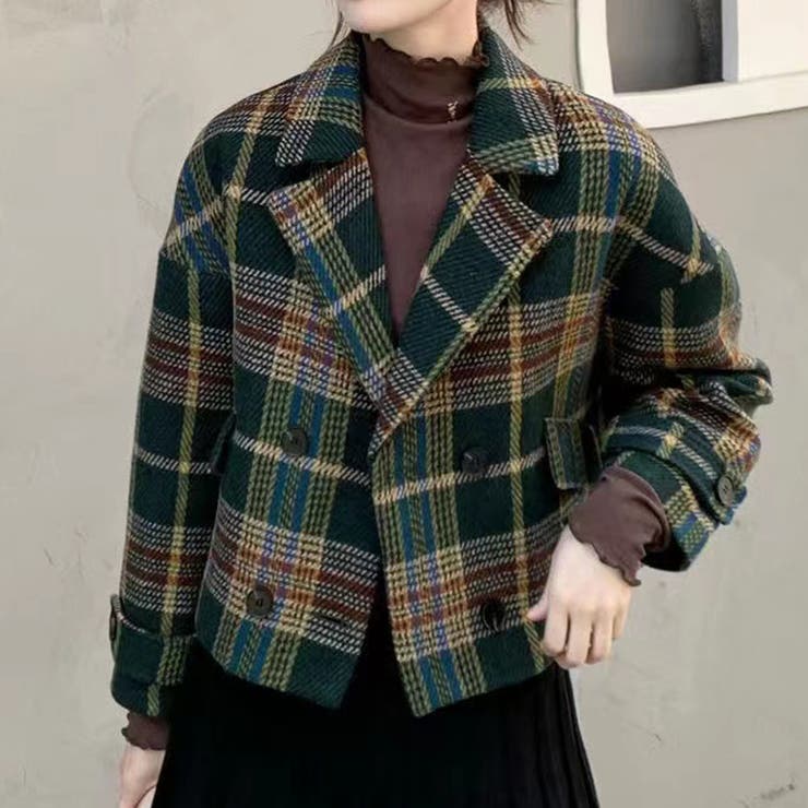 コート ショート丈 チェック柄[品番：TY000007344]｜teddyshop