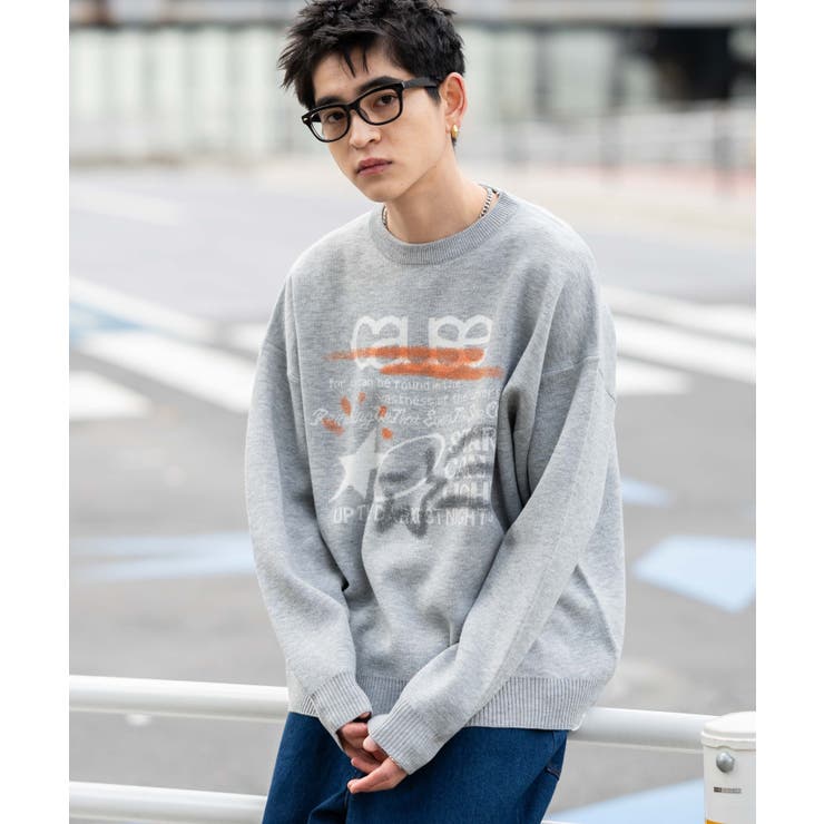 スプレーグラフィックニットプルオーバー[品番：WG010093298]｜WEGO