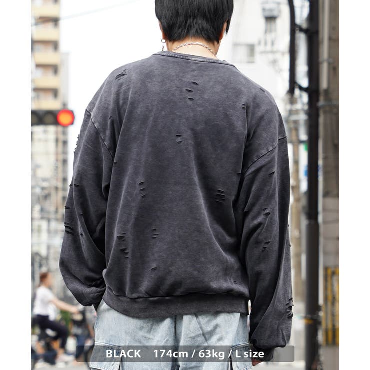 ◇硫化染め ダメージ加工 ロゴトレーナー◇[品番：OCGW0003360]｜ONE 4