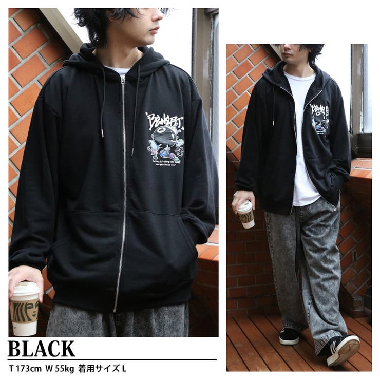 グラフィックパーカー メンズ ジップパーカー [品番：EH000006158]｜8