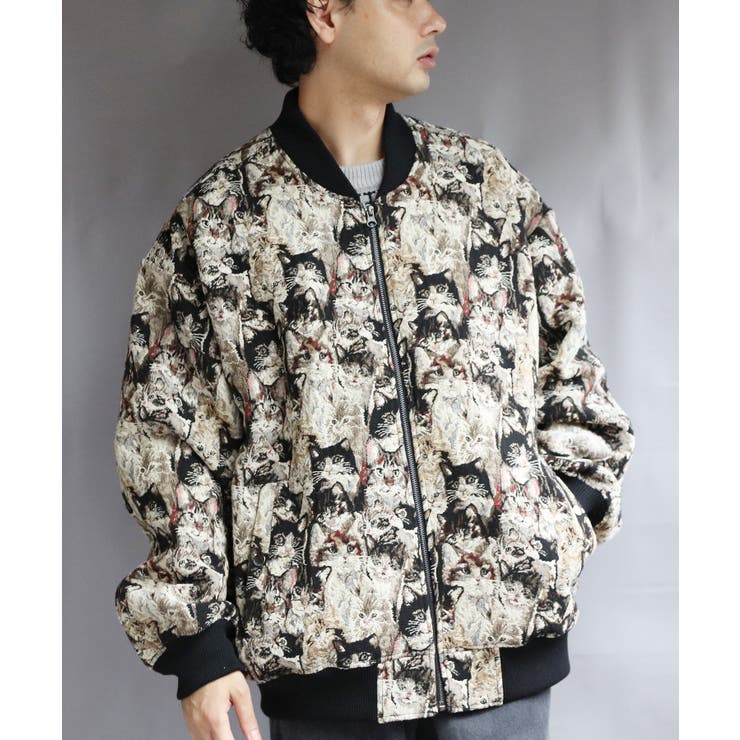 ゴブラン織りボンバージャケット メンズ ブルゾン 総柄 花柄 [品番