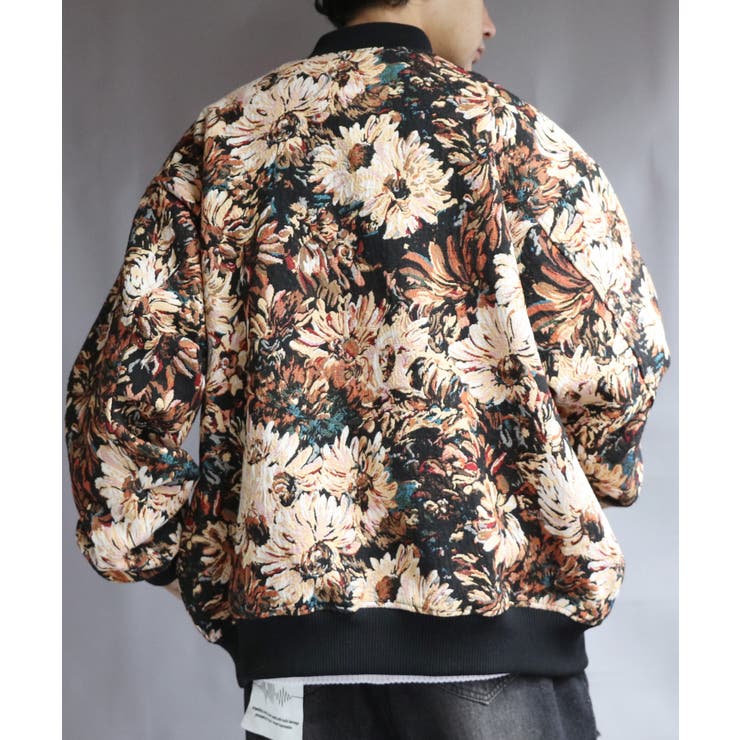 ゴブラン織りボンバージャケット メンズ ブルゾン 総柄 花柄 [品番