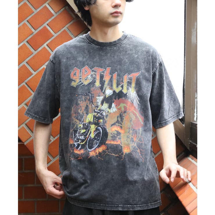 グランジ加工ロックTシャツ メンズ Tシャツ 半袖 バンドT [品番