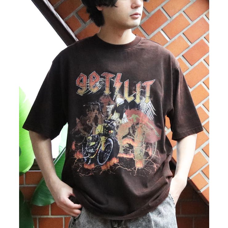 グランジ加工ロックTシャツ メンズ Tシャツ 半袖 バンドT [品番