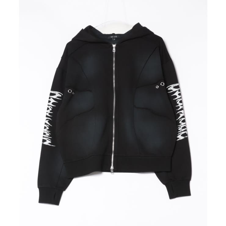 スプレー加工切り替えZIPパーカー メンズ パーカー ショート丈[品番