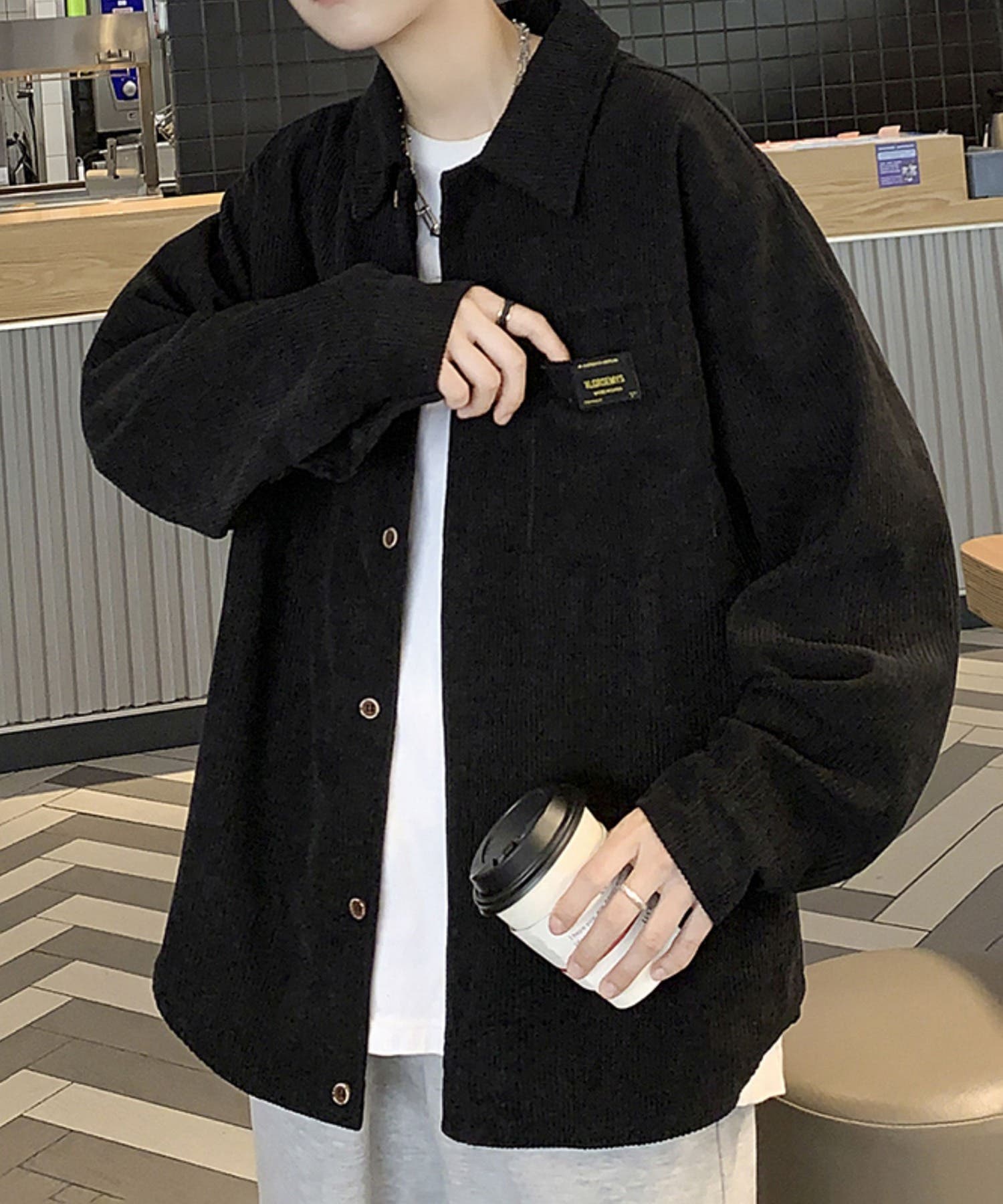 SETUP7】ワンポイントロゴコーデュロイシャツジャケット KNF037[品番