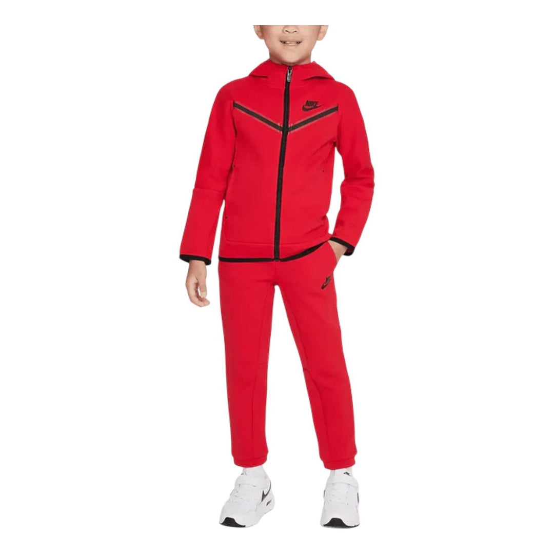 PS) Nike Tech Fleece Full Zip Hoodie Set 'University Red Black