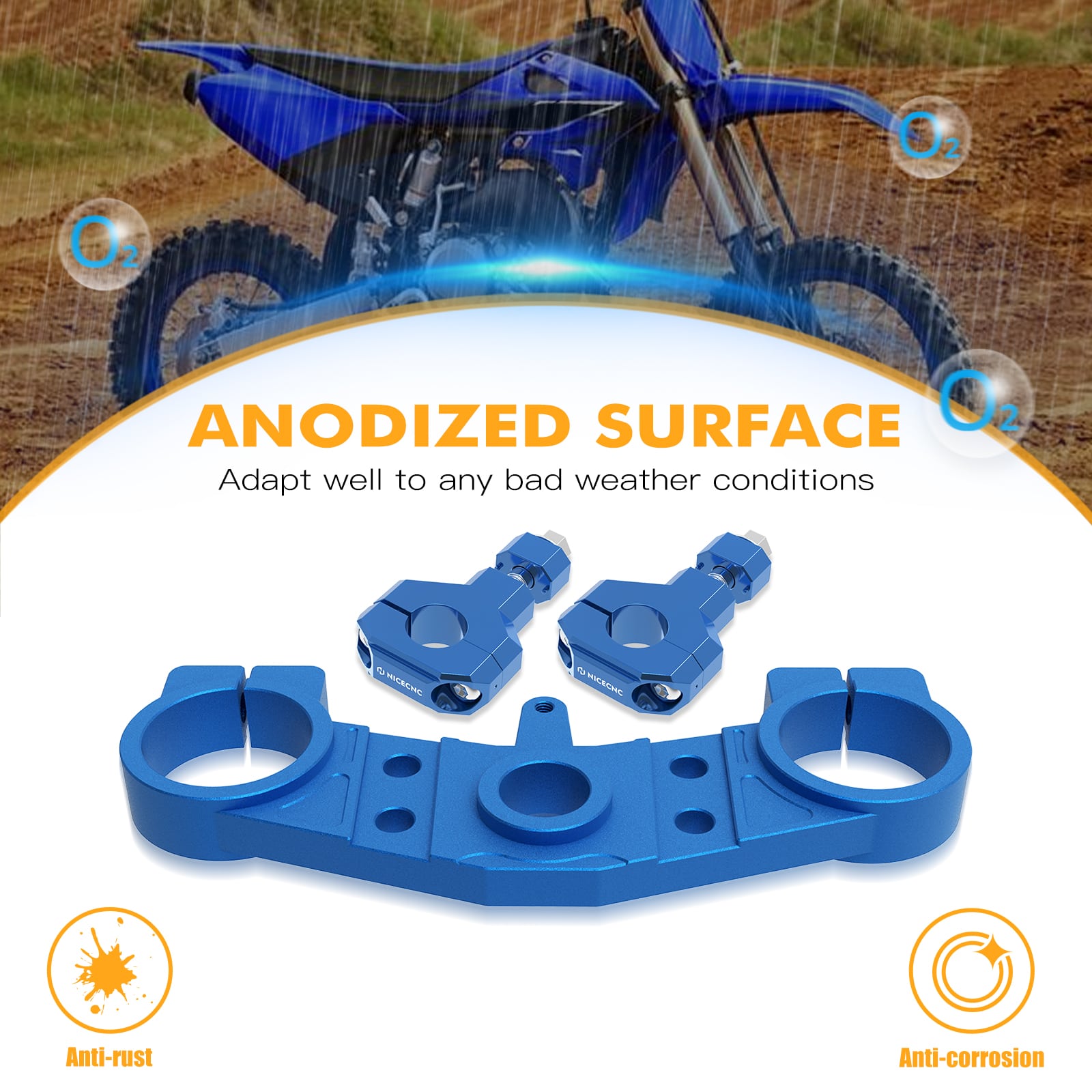 Upper Triple Tree & Handle Bar Riser Clamps for YZ80 YZ85