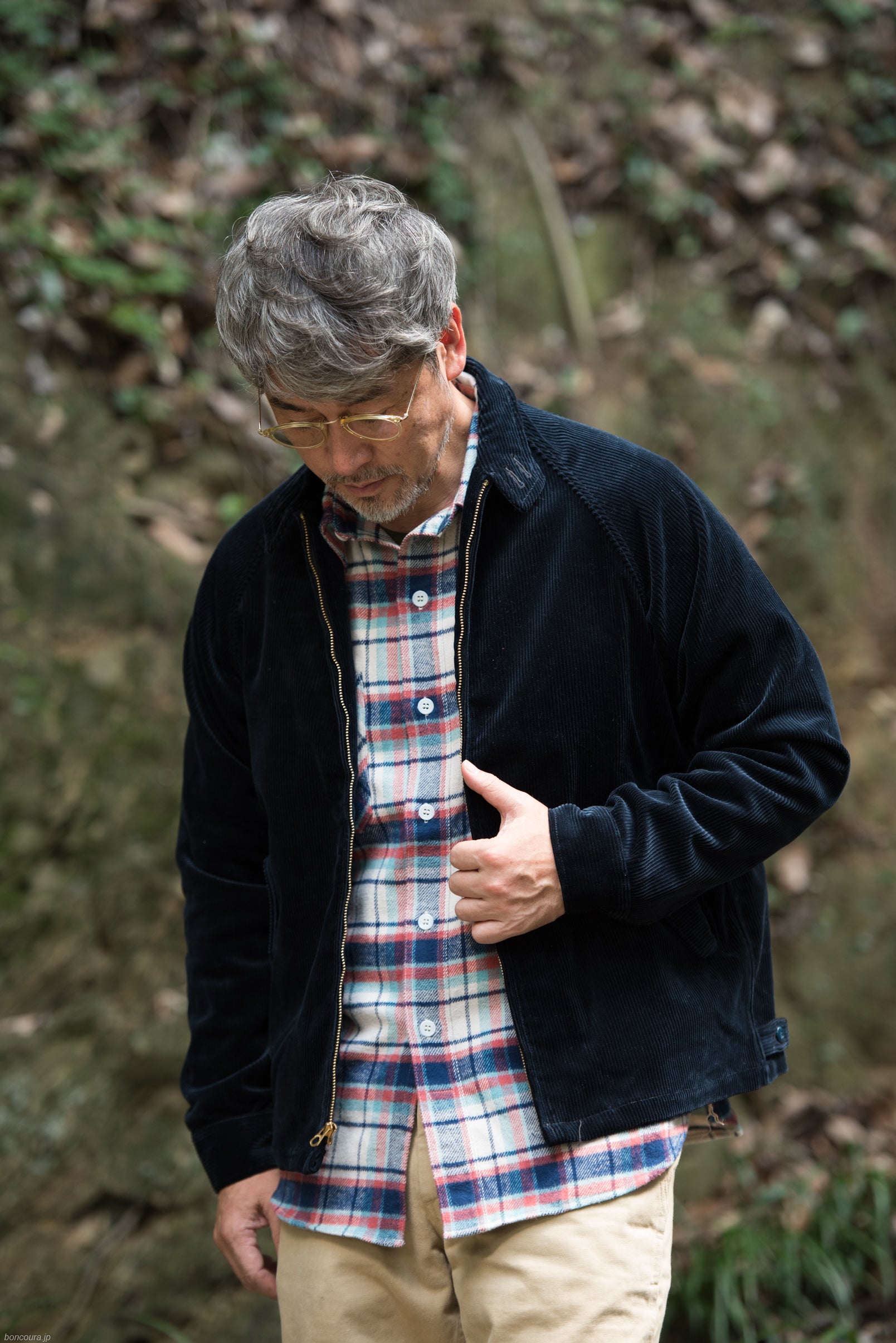 スイングトップ 太畝コール天 ネイビー (Dog Ear Jacket 8 Wale