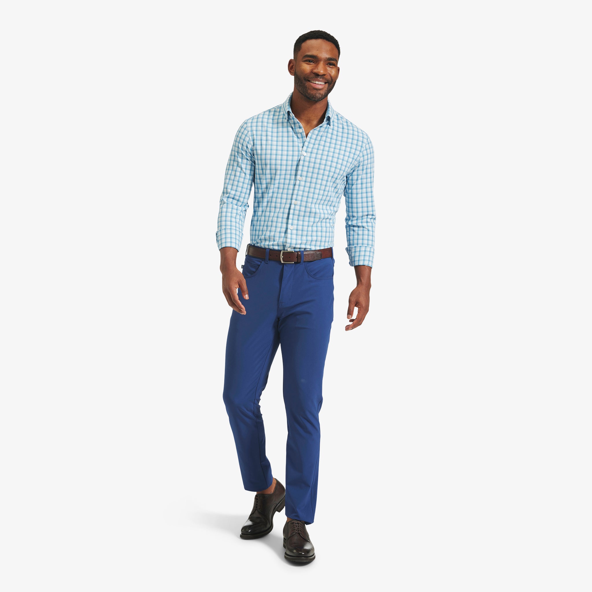 Blue Tonal Check Leeward Dress Shirt | Mizzen+Main