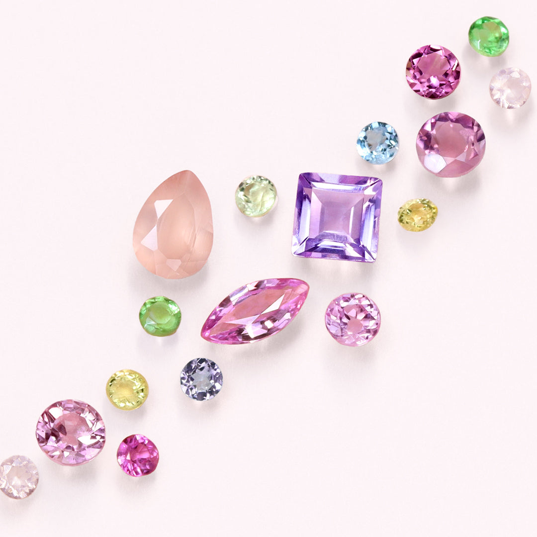 ビズー公式】マルチカラー 桜色 天然石 ファンシーカット K18(18金