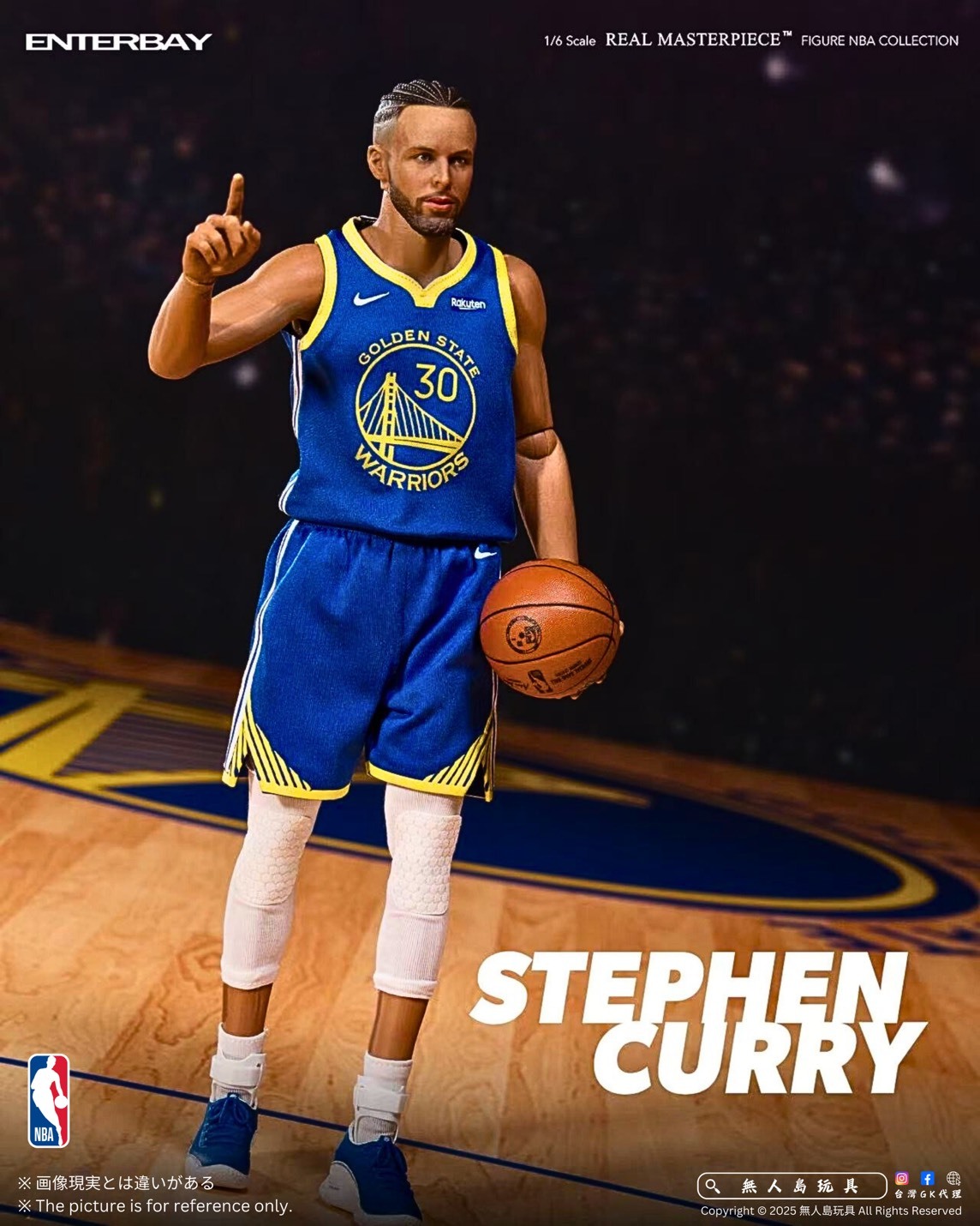 NBA 1/6系列蠟像級可動蒐藏模型勇士隊Stephen Curry史蒂芬‧柯瑞RM-1099