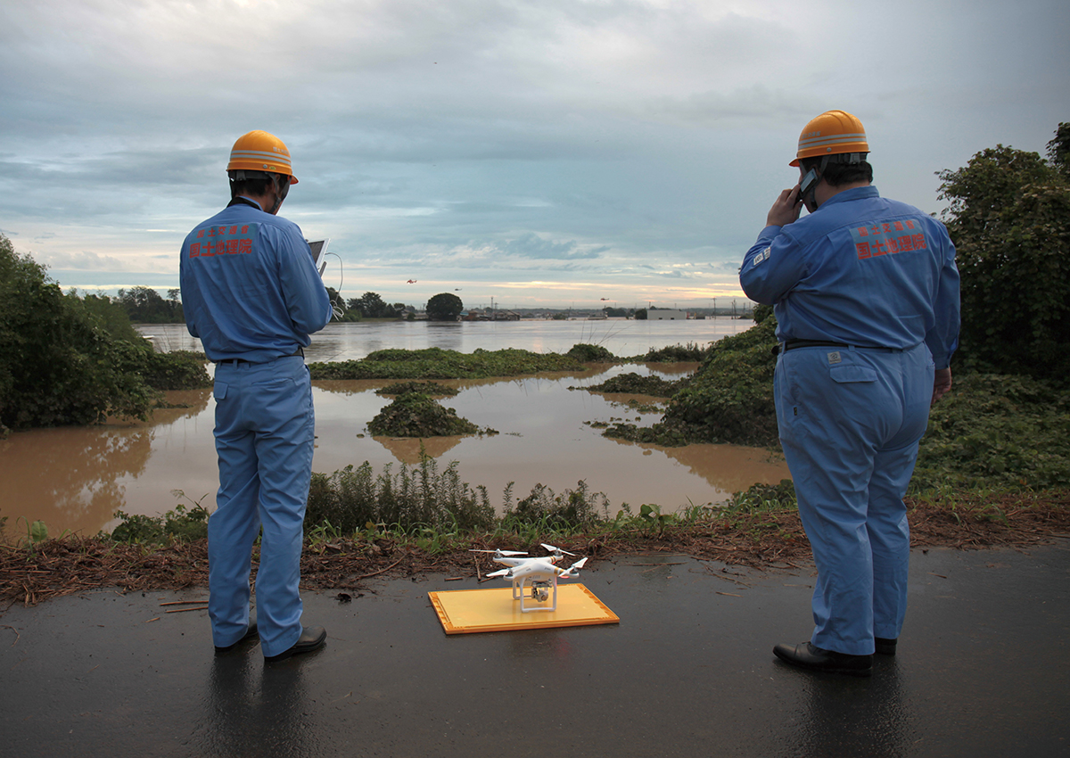 ドローンの空撮映像で災害状況を迅速に把握、各機関へ発信（国土地理院